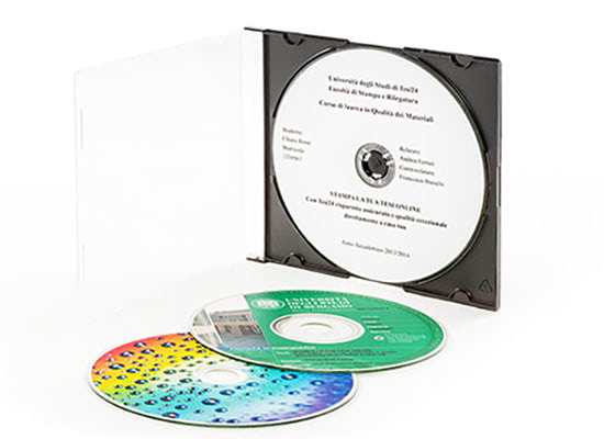 Due CD serigrafati a colori e uno nella sua custodia trasparente